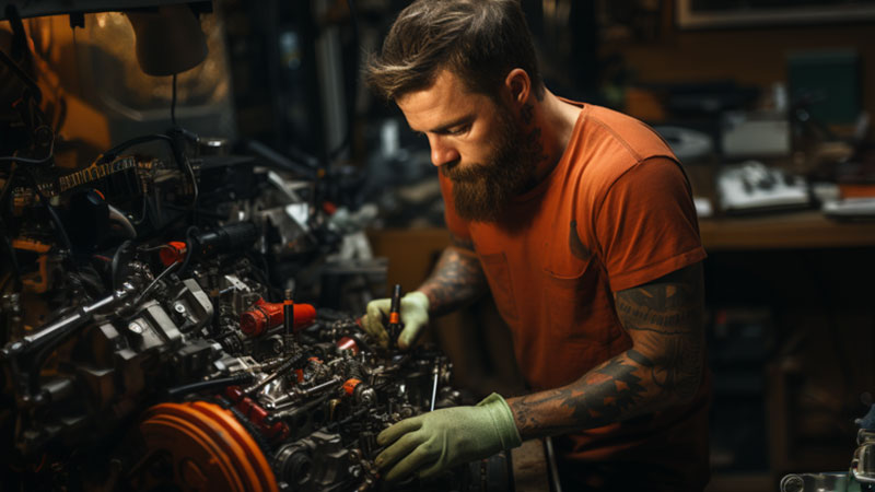 Car Technician Rebuiling Engine-16-9